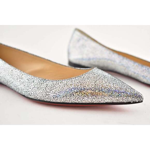 Christian Louboutin Ballalla Silver Mica Glitter Ballerina Ballet Flat 37.5 - Picture 5 of 12